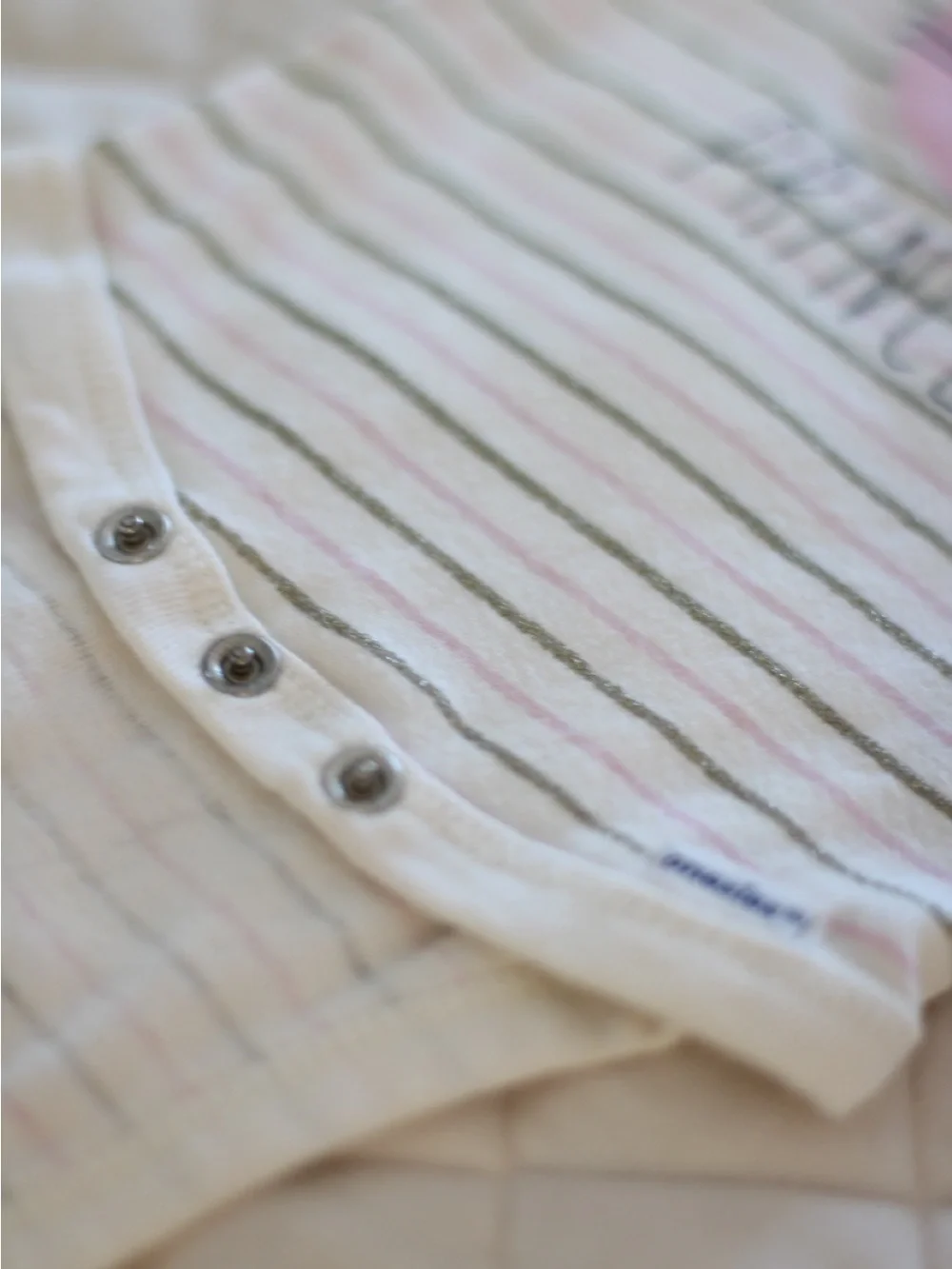 Gerber White Cream Pink Striped 